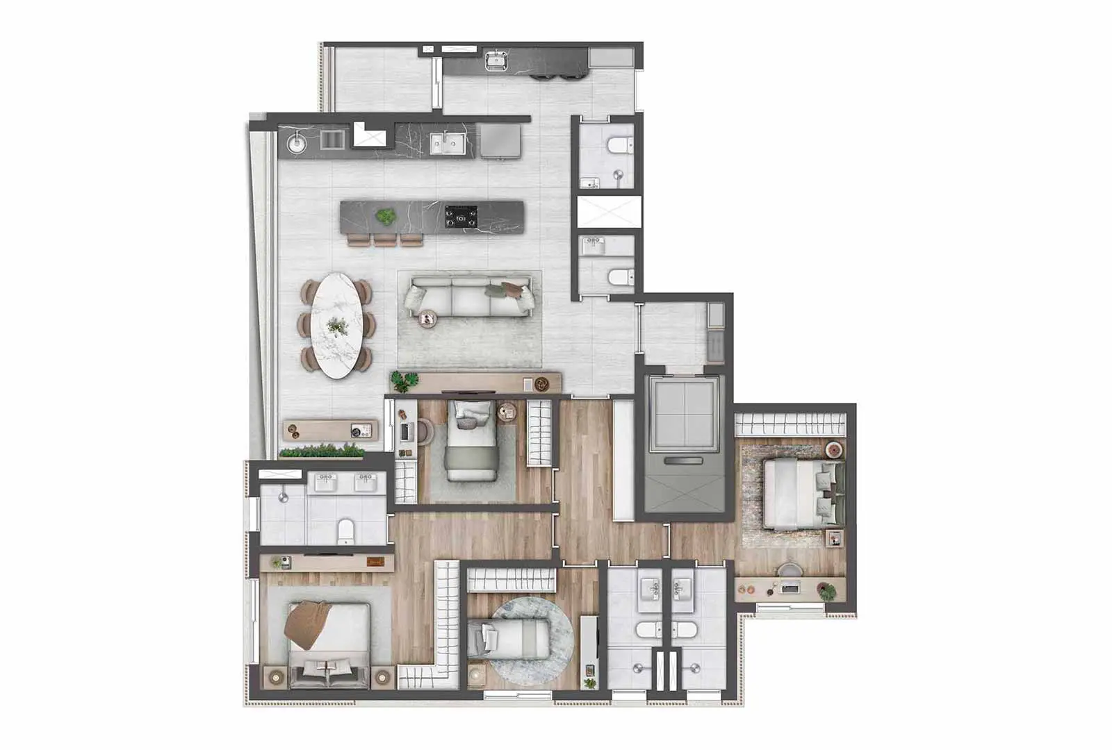 4 Dorms - 160 m2