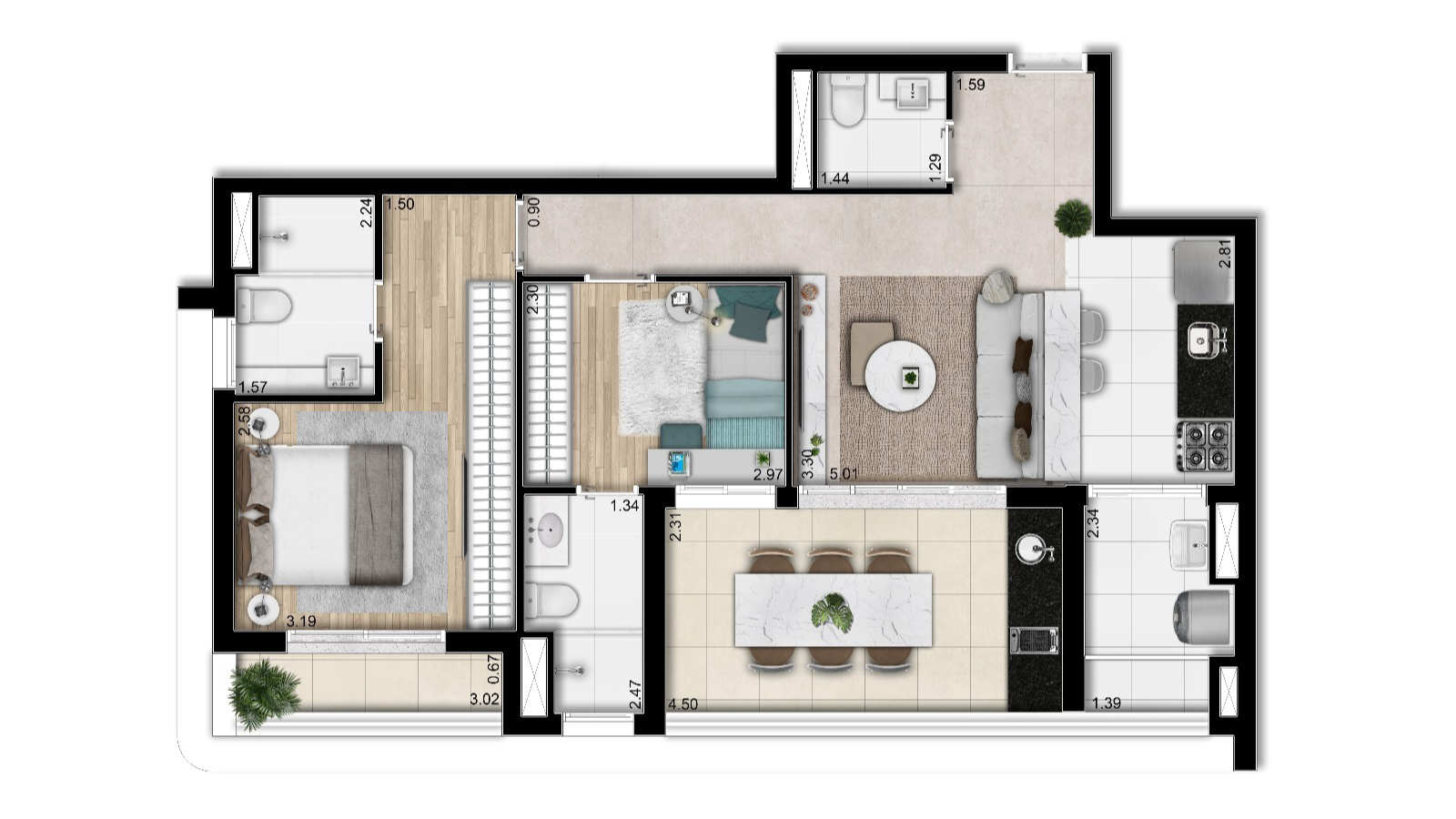 2 SUÍTES - 78 m2