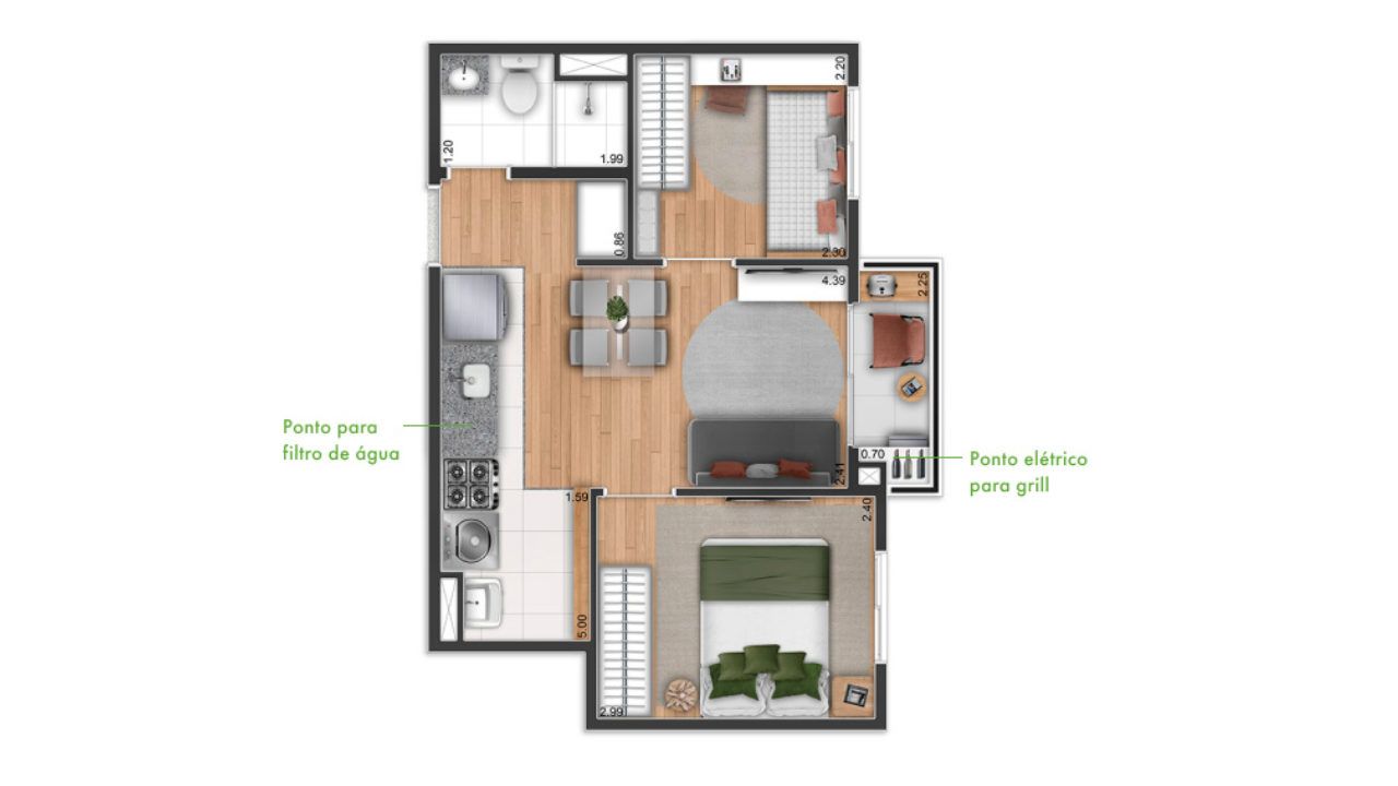 2 DORMS - 36 m2