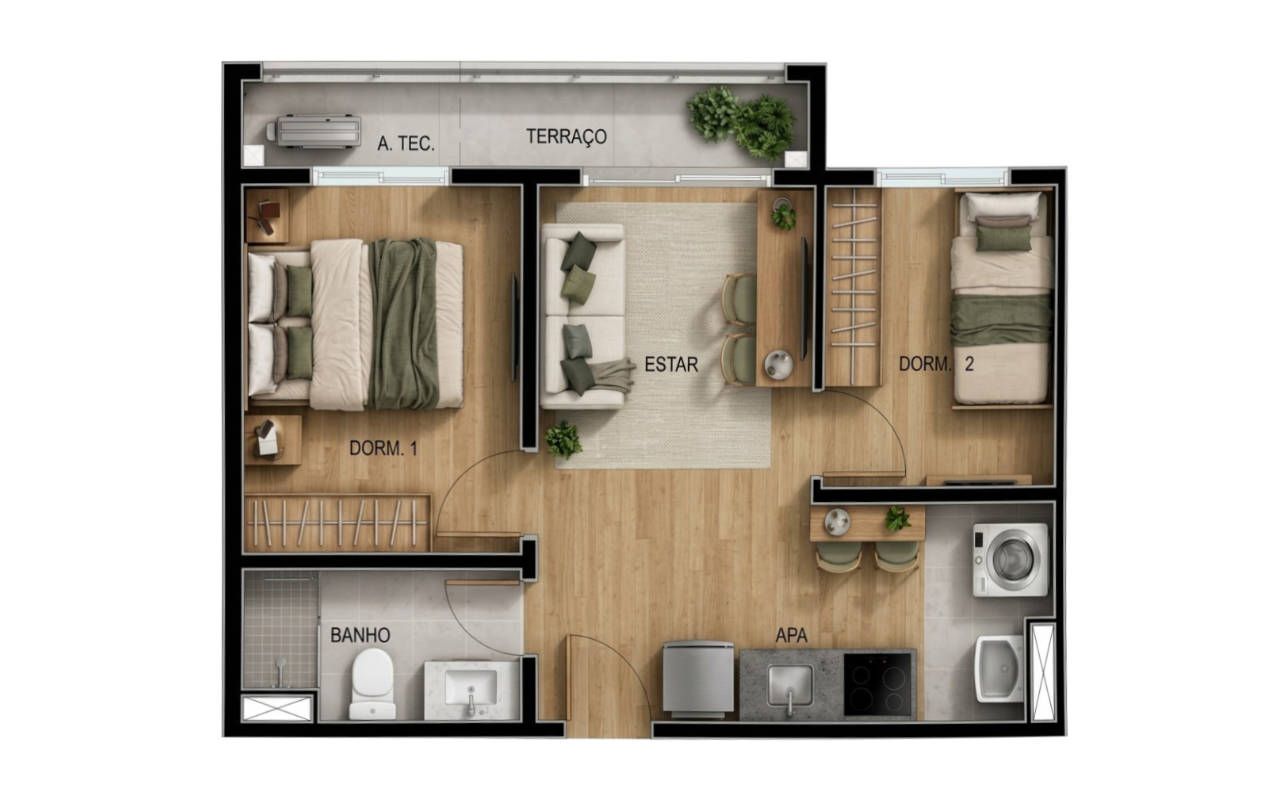 2 DORMS - 38 m2