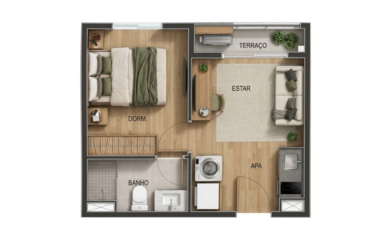 1 DORM - 27 m2