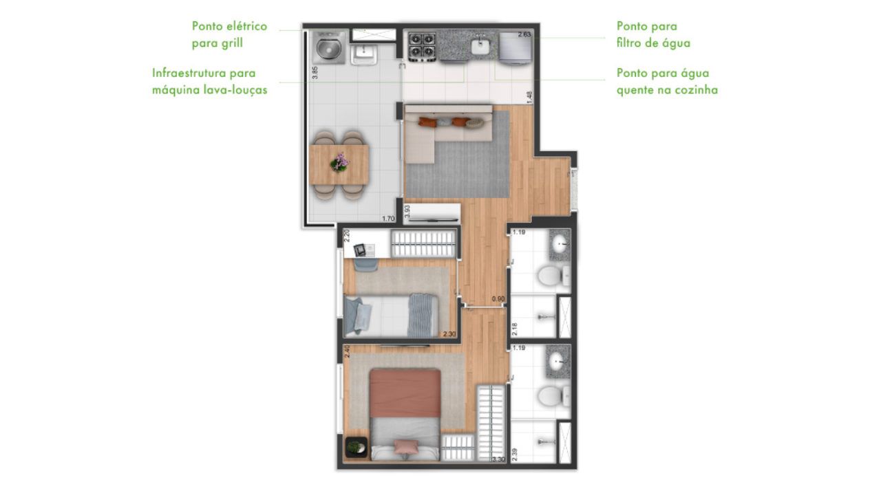 2 DORMS - 44 m2