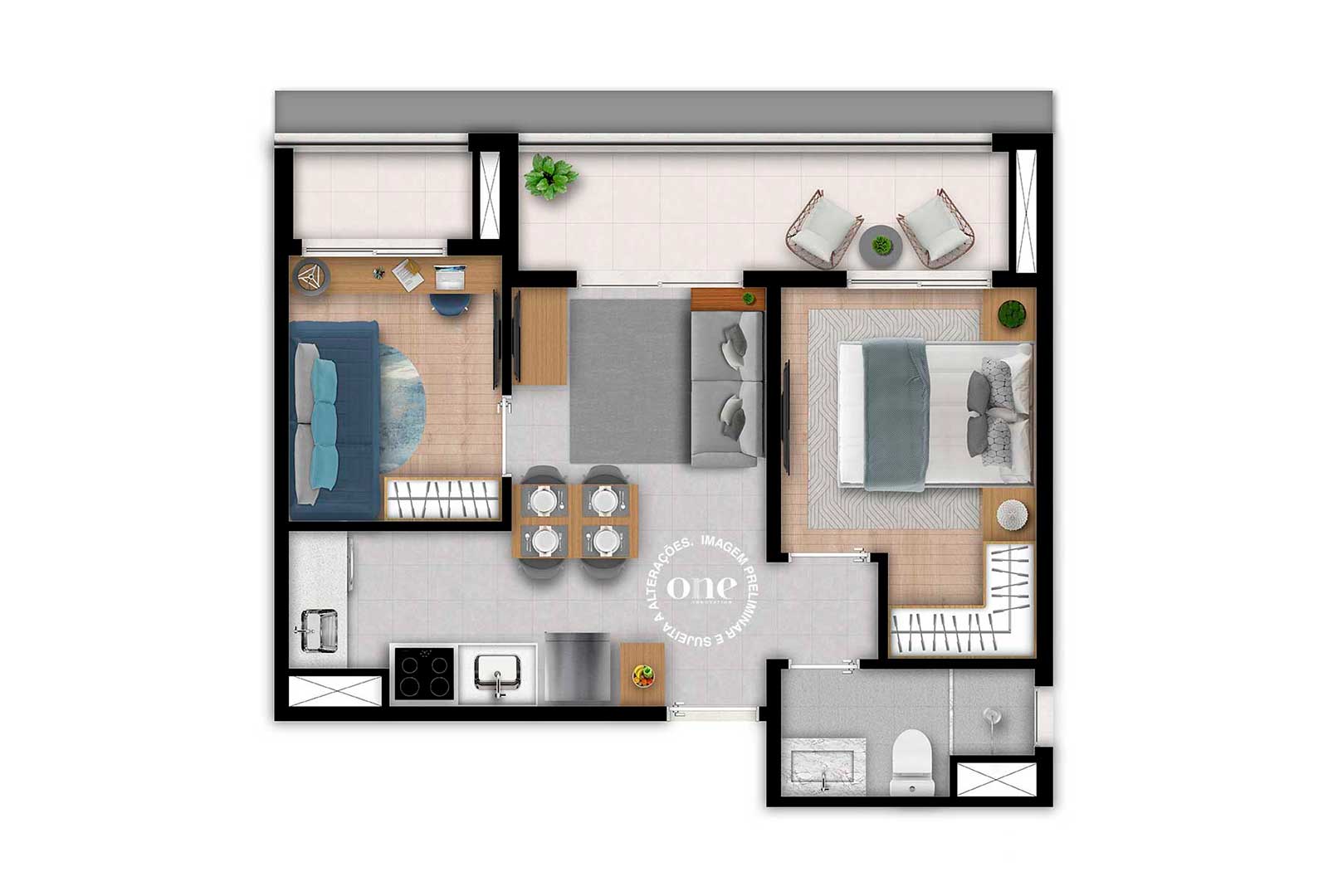 44 m2 - 2 DORMS.