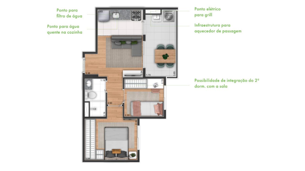 2 DORMS - 40 m2