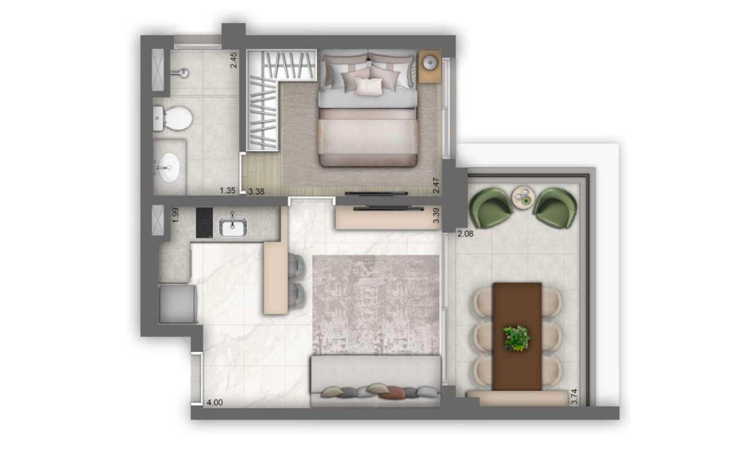 1 DORM - 41 M2