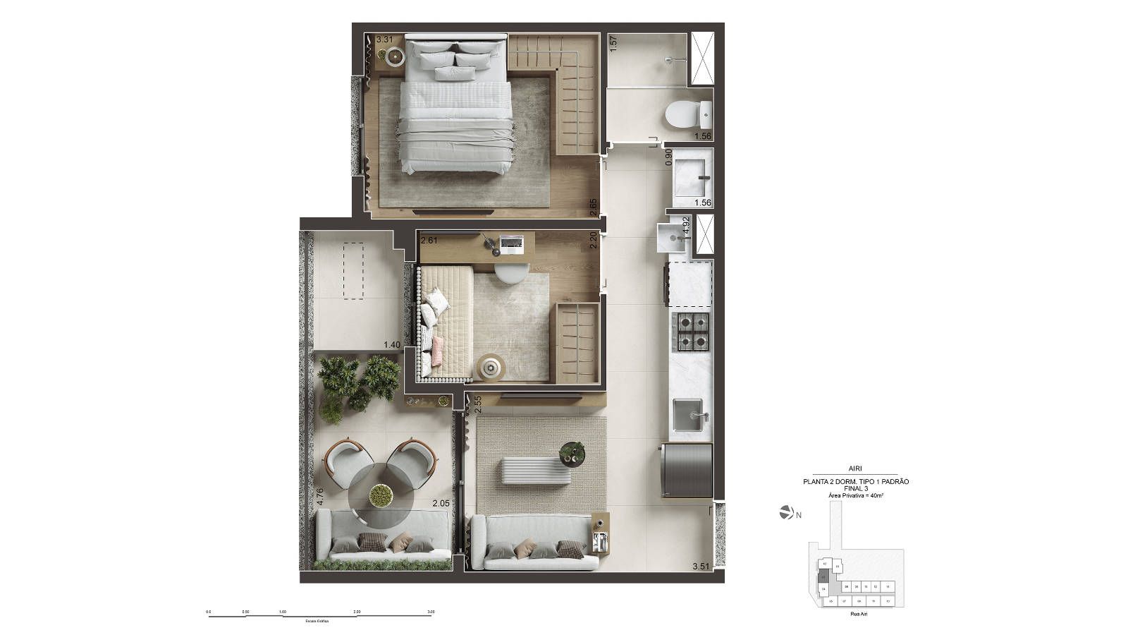2 DORMS - 40 m2