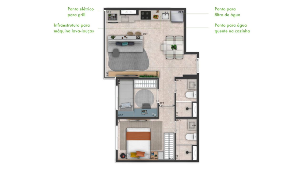 2 DORMS - 44 m2