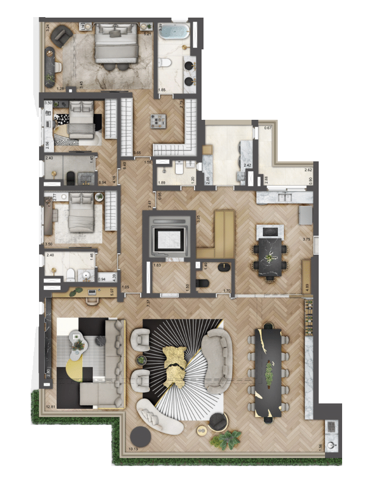 planta 246 m2 - 3 suítes