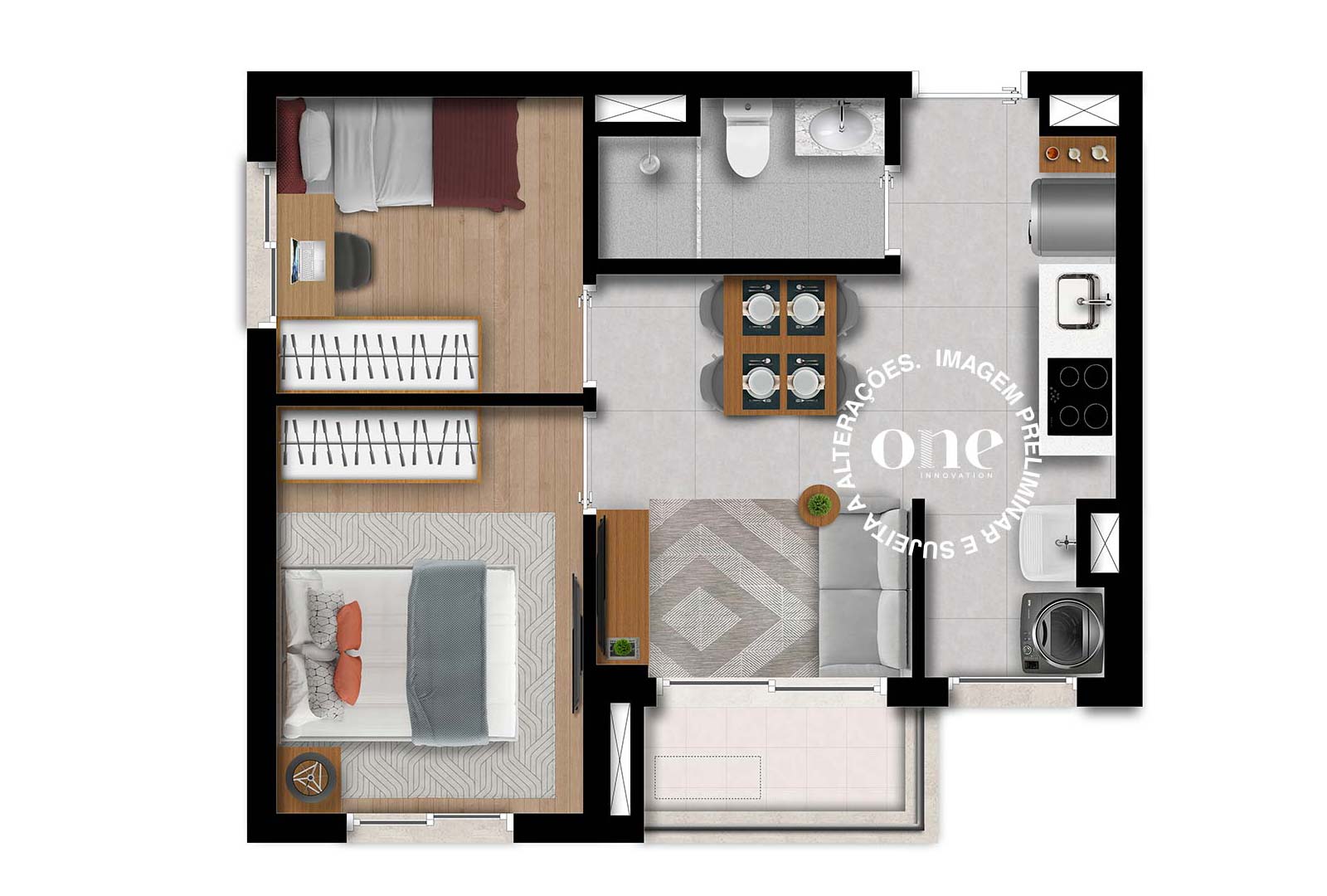 40 m2 - 2 Dorms.
