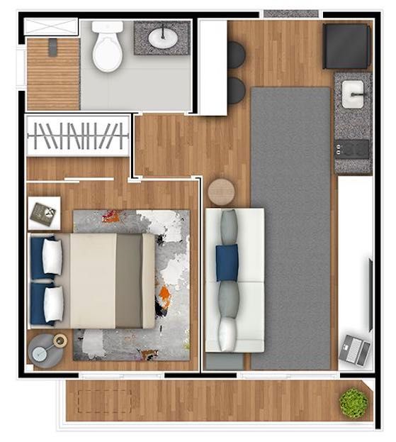 1 dorm. - 32 m2