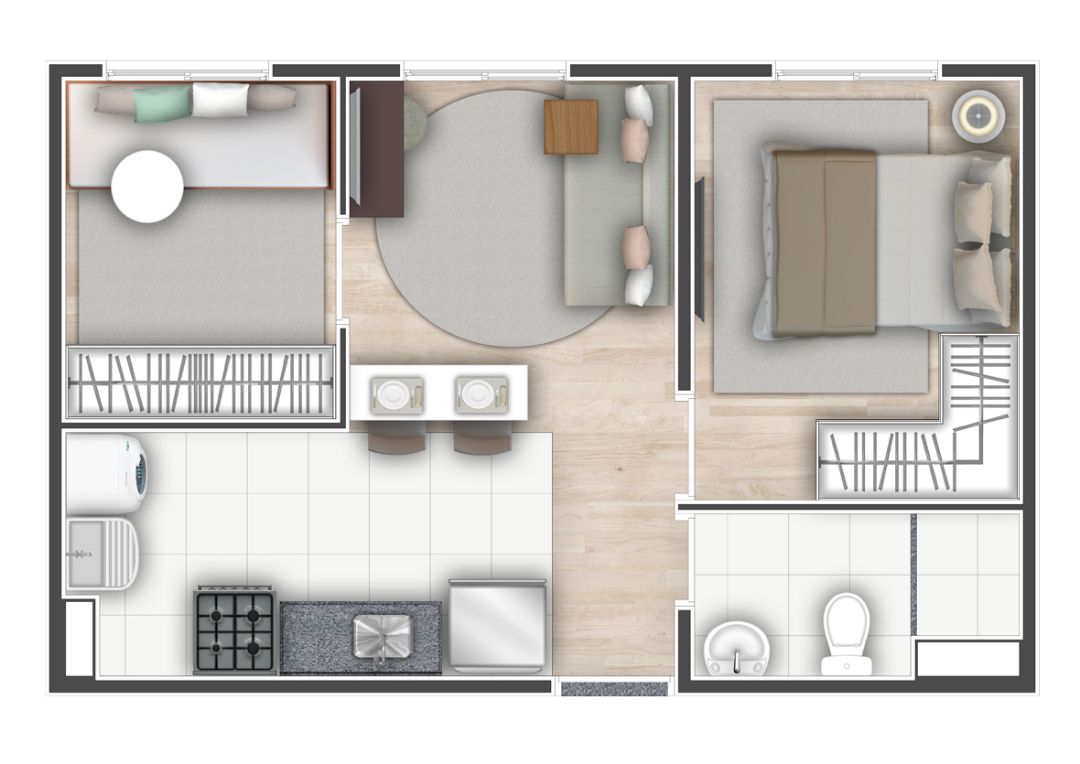 2 dorms. - 33 m2