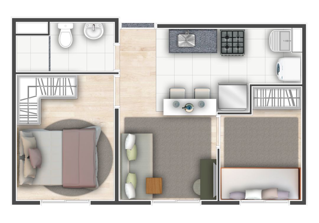 2 dorms. - 32 m2