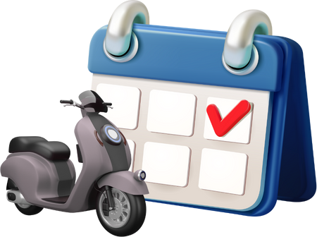 Calendário de agendamento da retirada da moto