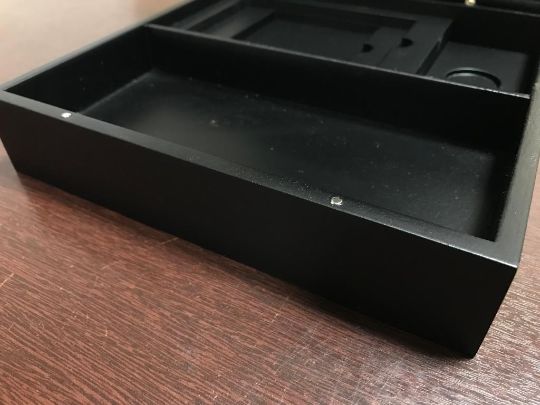 caixa mdf aplique laser dourado no marrom rustico