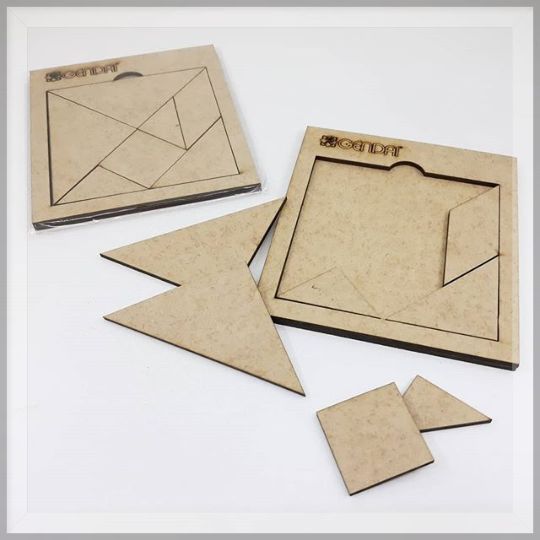 TANGRAM MDF CRU PERSONALIZADO A LASER GENDAI PEÇAS SOLTAS