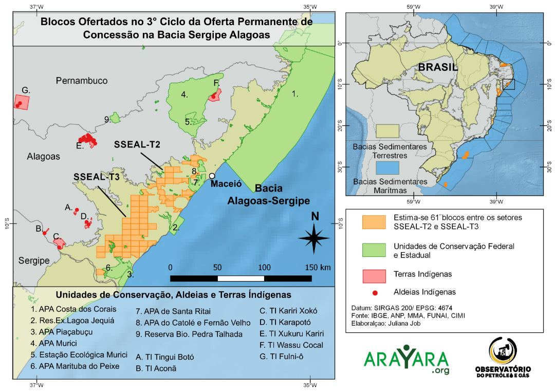 MAPA BACIA SERGIPE ALAGOAS 3 CICLO ANP