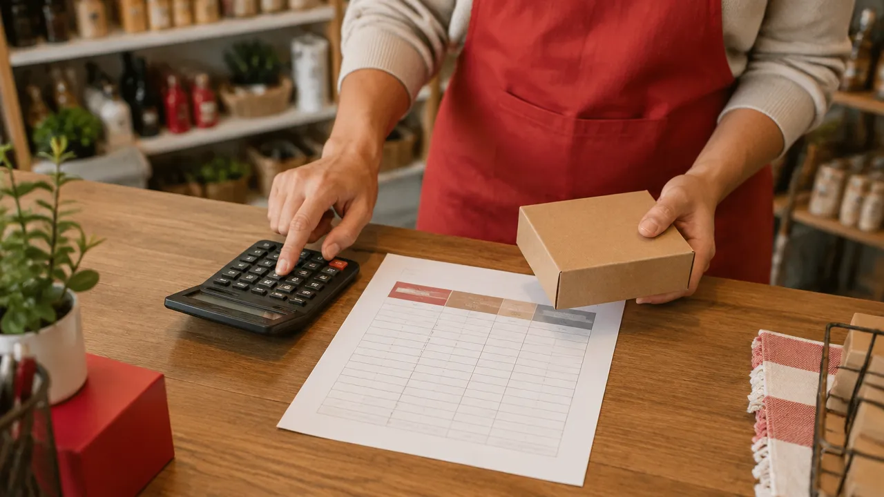 Lojista organiza prateleiras e prepara o caixa de uma pequena loja para a Black Friday.