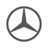 Logo minimalista da Daimler Mercedes-Benz em cor cinza e fundo branco, com tamanho 500x500.