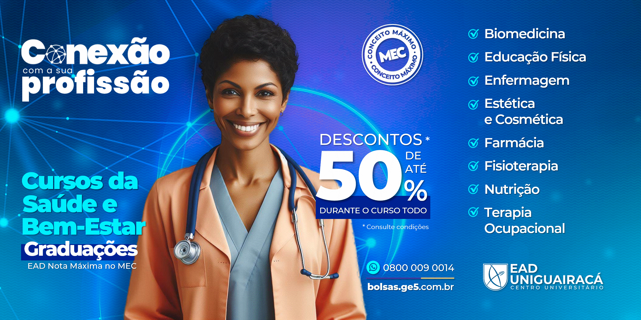 BOLSAS ATÉ 50% GRADUAÇÃO EAD