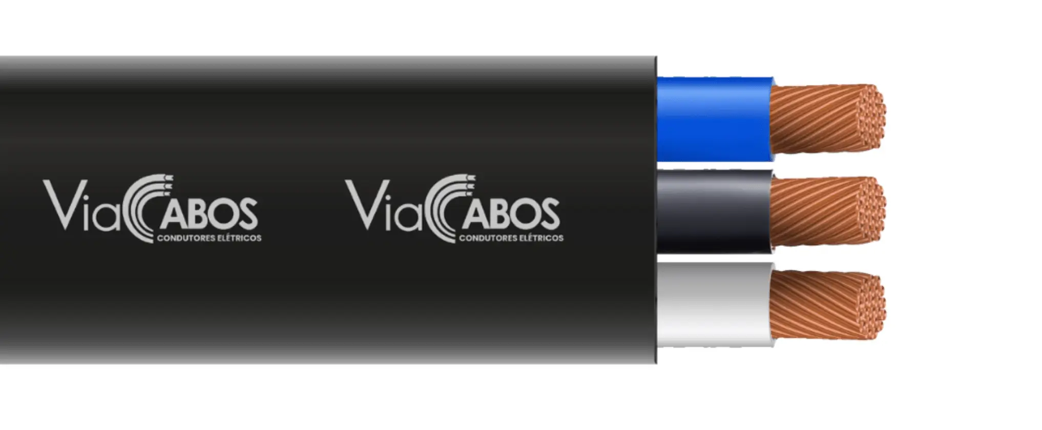 Cabo chato para poço artesiano com três condutores flexíveis de cobre isolados, ideal para bombas submersas e instalações verticais de profundidade