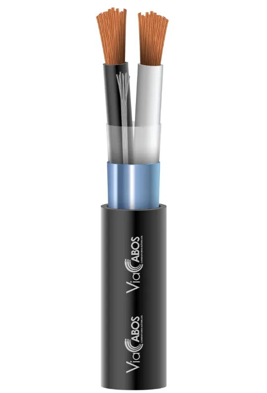 Cabo de instrumentação tipo MA ViaCabos com condutores de cobre eletrolítico, isolação em PVC, blindagem com fita de poliéster aluminizada e dreno de cobre estanhado. Indicado para sinais de 4-20 mA, controle e instrumentação ponto a ponto em plantas industriais, garantindo proteção contra interferências eletromagnéticas.