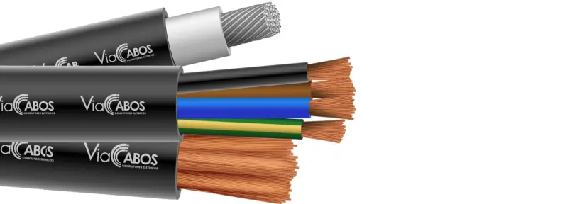 Imagem ilustrativa dos cabos para instalações gerais ViaCabos, incluindo cabos PP 500V, antichama e soldaprene. Com condutores de cobre flexível, isolação e cobertura em PVC, são ideais para circuitos de força, luz e comandos em instalações residenciais, comerciais e industriais. Destacam-se pela alta flexibilidade, resistência mecânica e facilidade de instalação.