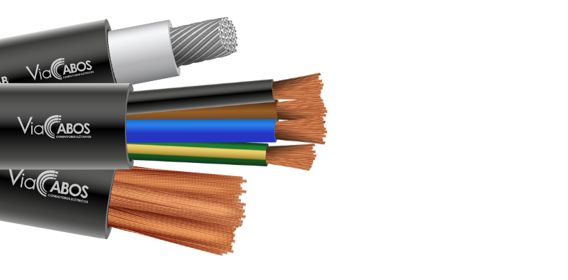 Imagem ilustrativa dos cabos para instalações gerais ViaCabos, incluindo cabos PP 500V, antichama e soldaprene. Com condutores de cobre flexível, isolação e cobertura em PVC, são ideais para circuitos de força, luz e comandos em instalações residenciais, comerciais e industriais. Destacam-se pela alta flexibilidade, resistência mecânica e facilidade de instalação.