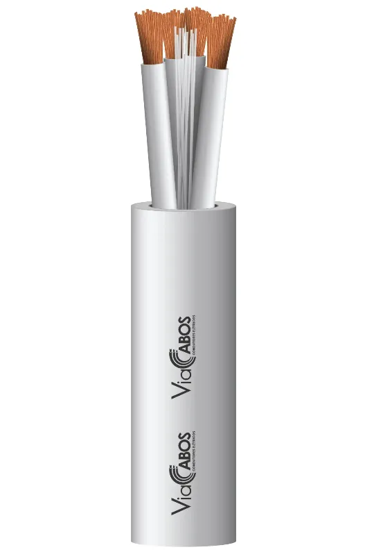 Cabo de silicone multipolar ViaCabos com condutores de cobre flexível, isolação em borracha de silicone branca e veias internas organizadas. Projetado para aplicações em fornos industriais, motores, aquecedores e sistemas de iluminação, suportando temperaturas elevadas com flexibilidade, segurança e resistência térmica de até 300 °C.