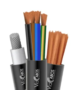 Imagem ilustrativa dos cabos para instalações gerais ViaCabos, incluindo cabos PP 500V, antichama e soldaprene. Com condutores de cobre flexível, isolação e cobertura em PVC, são ideais para circuitos de força, luz e comandos em instalações residenciais, comerciais e industriais. Destacam-se pela alta flexibilidade, resistência mecânica e facilidade de instalação.