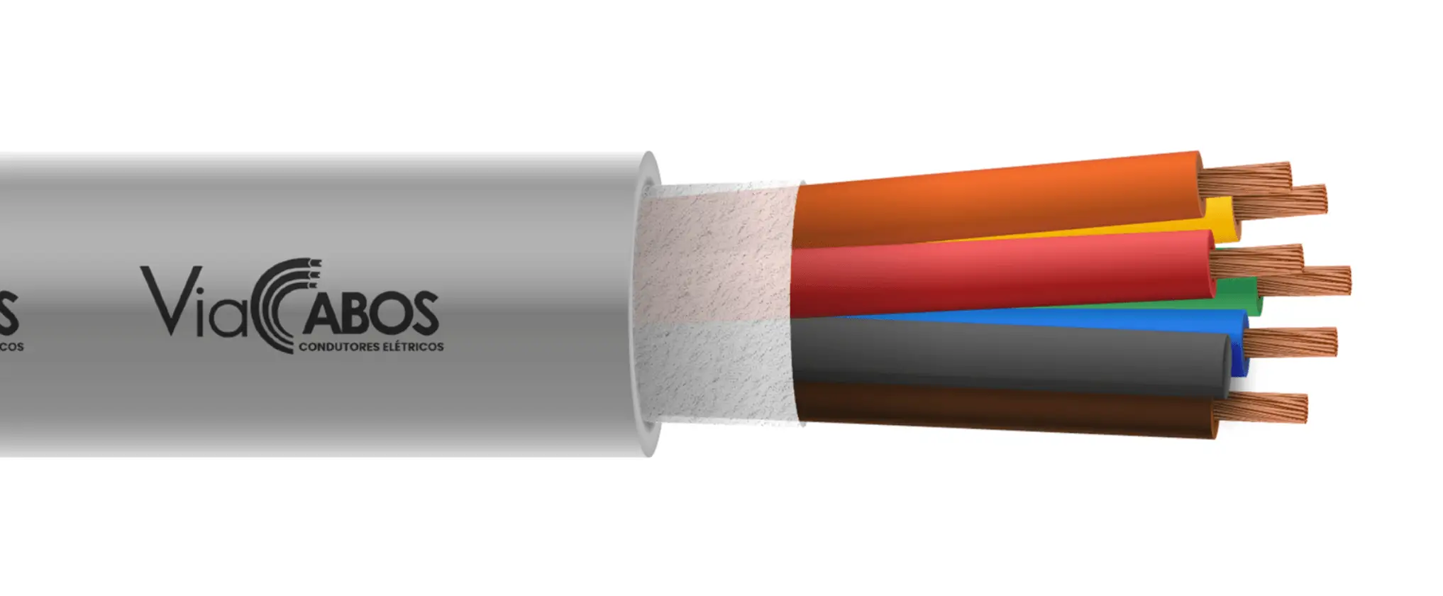 Cabo manga com condutores de cobre isolados e identificados por cores, ideal para ligação de sistemas de CFTV, alarmes, áudio e automação predial