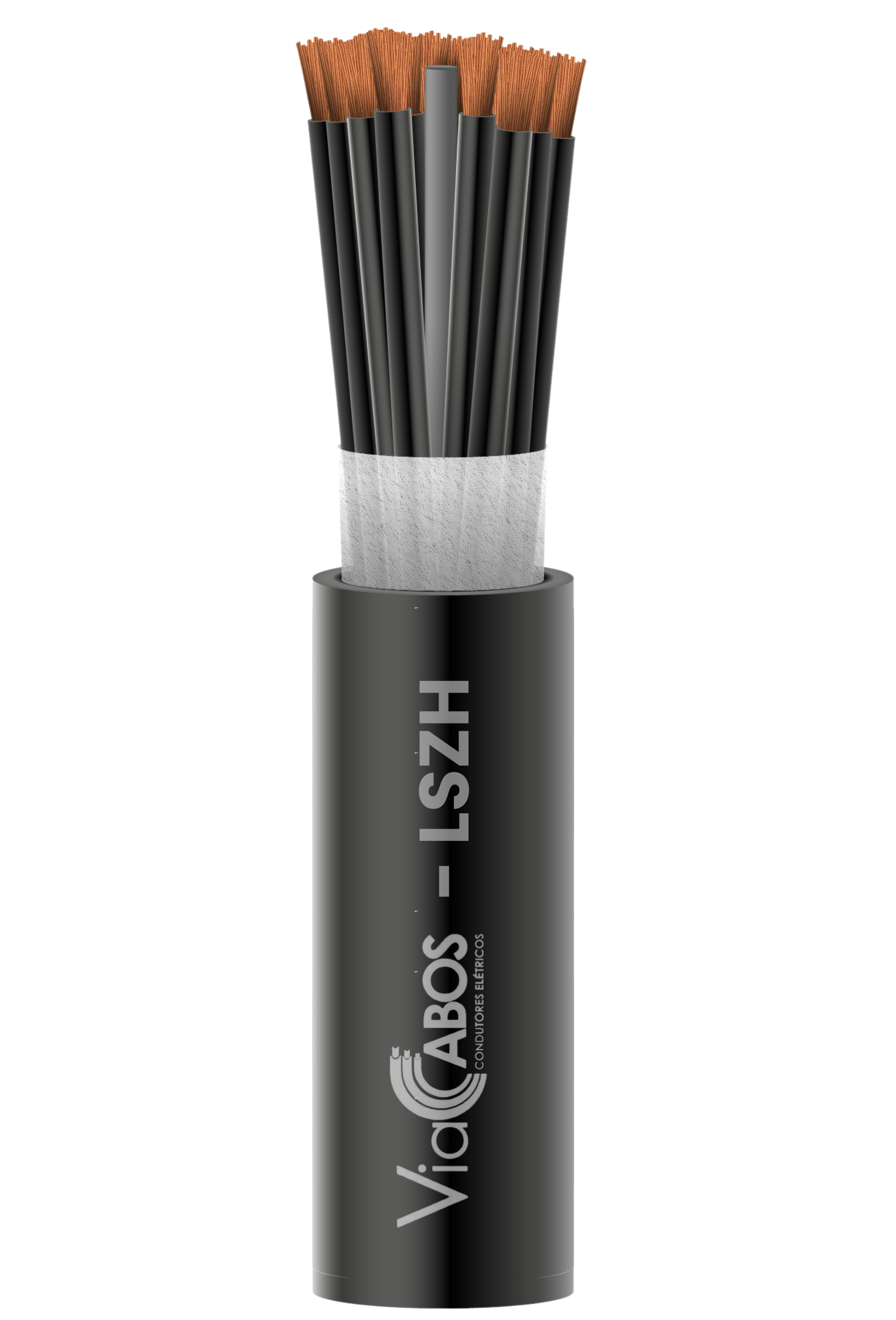 Cabo de controle ou comando flexível na cor preta, com condutores de cobre e isolamento individual, utilizado em painéis elétricos e automação industrial