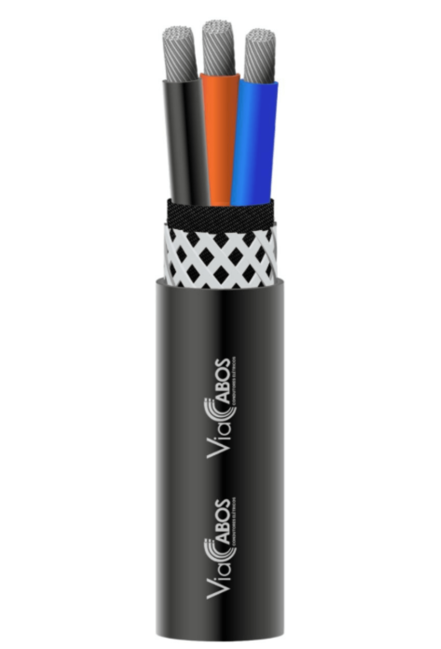 Cabo de uso móvel W-M ViaCabos com condutores de cobre estanhado, isolação termofixa, identificação por cores e blindagem com malha quadriculada de alta resistência. Indicado para aplicações móveis em mineração, siderurgia, pontes rolantes e equipamentos industriais sujeitos a esforços mecânicos intensos.