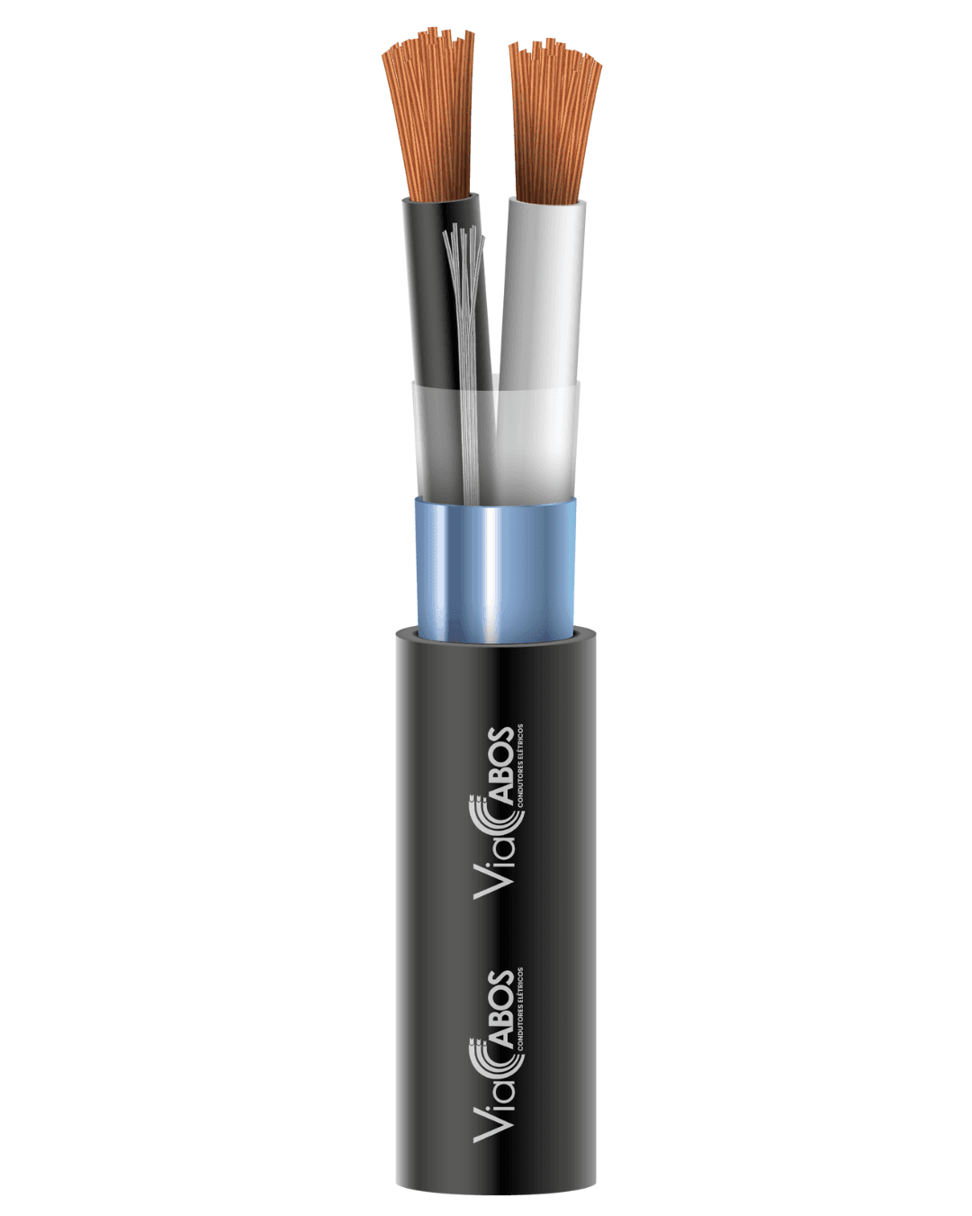 Cabo de instrumentação tipo MA ViaCabos com condutores de cobre eletrolítico, isolação em PVC, blindagem com fita de poliéster aluminizada e dreno de cobre estanhado. Indicado para sinais de 4-20 mA, controle e instrumentação ponto a ponto em plantas industriais, garantindo proteção contra interferências eletromagnéticas.