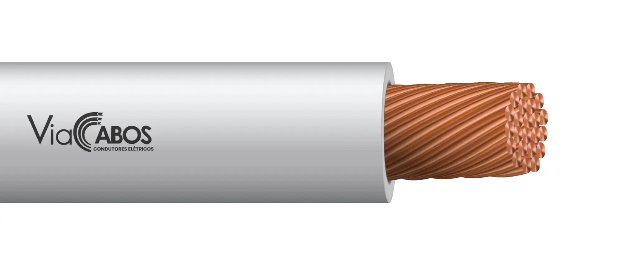 Cabo de silicone unipolar ViaCabos com condutor de cobre flexível e isolação em borracha de silicone branca, resistente a temperaturas de até 300 °C. Ideal para aplicações em fornos, luminárias industriais, motores e ambientes com calor extremo, oferecendo alta flexibilidade, durabilidade e segurança elétrica.