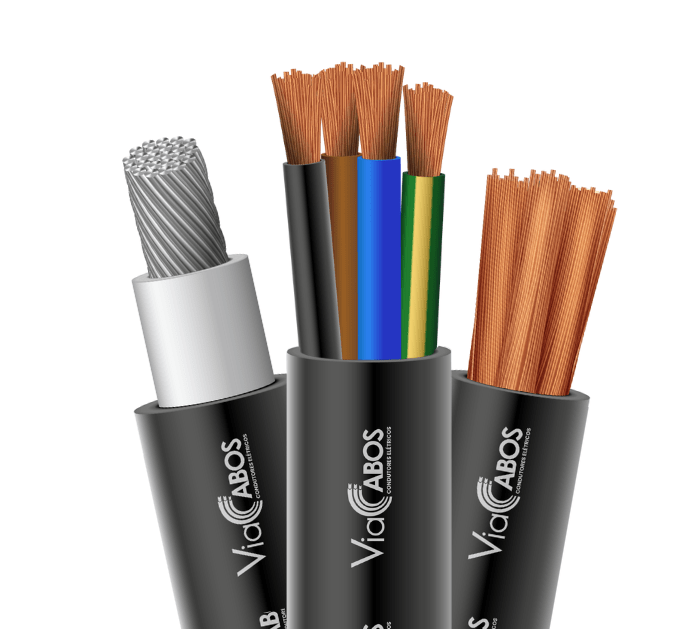 Imagem ilustrativa dos cabos para instalações gerais ViaCabos, incluindo cabos PP 500V, antichama e soldaprene. Com condutores de cobre flexível, isolação e cobertura em PVC, são ideais para circuitos de força, luz e comandos em instalações residenciais, comerciais e industriais. Destacam-se pela alta flexibilidade, resistência mecânica e facilidade de instalação.
