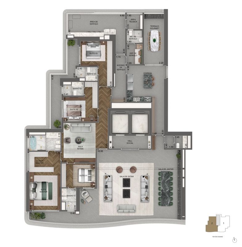 PLANTA PADRÃO 372 M² | 4 SUÍTES + SALA ÍNTIMA