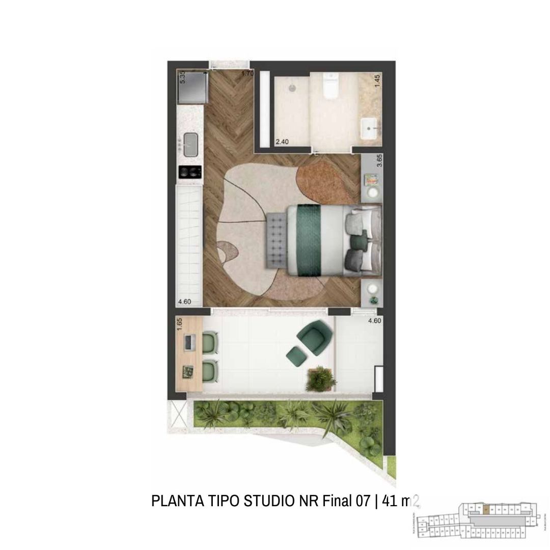 Planta Padrão 82 m² | 2 Dorms