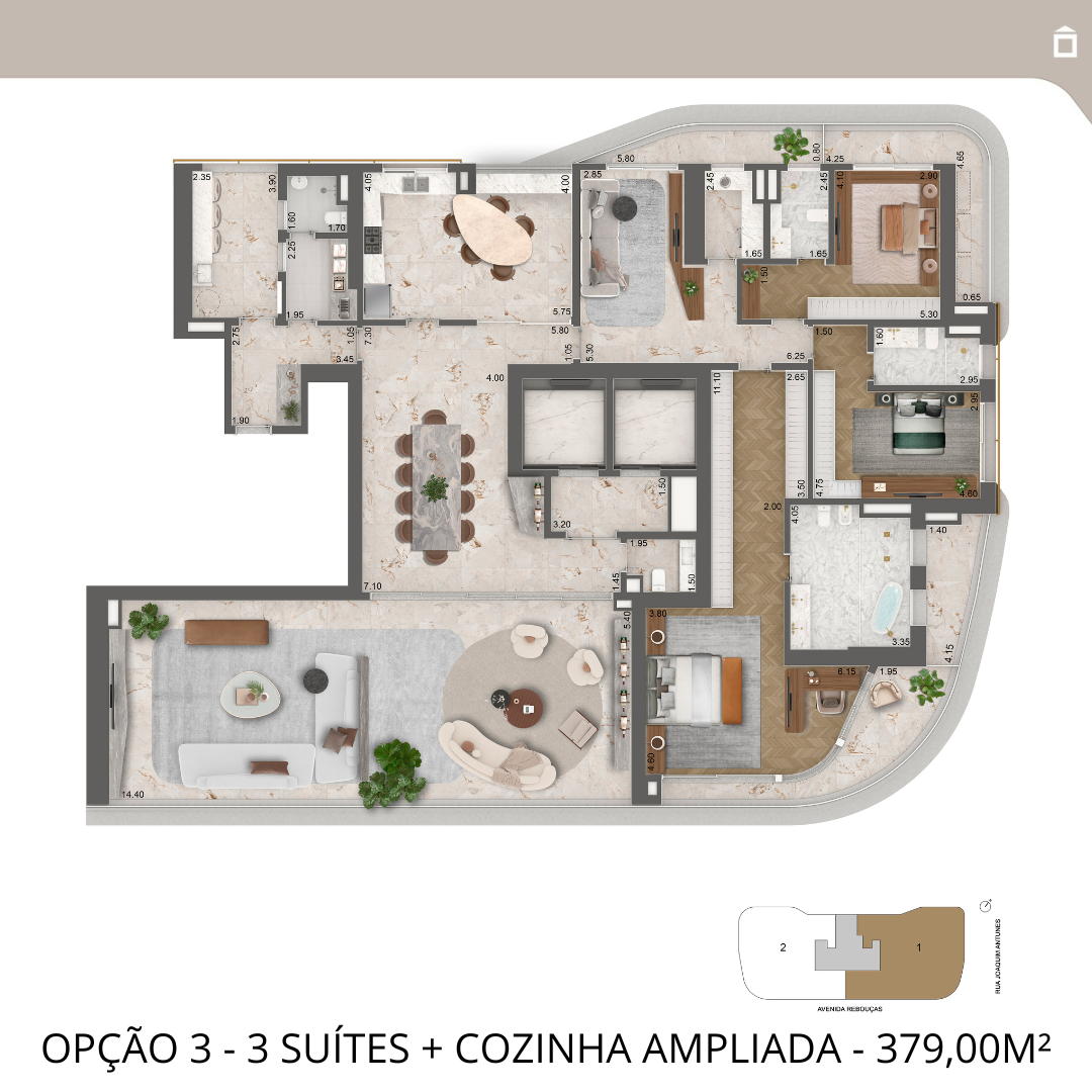 Planta Padrão 82 m² | 2 Dorms