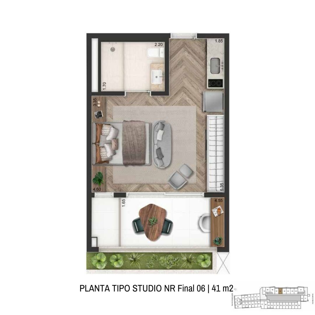 Planta Padrão 82 m² | 2 Dorms