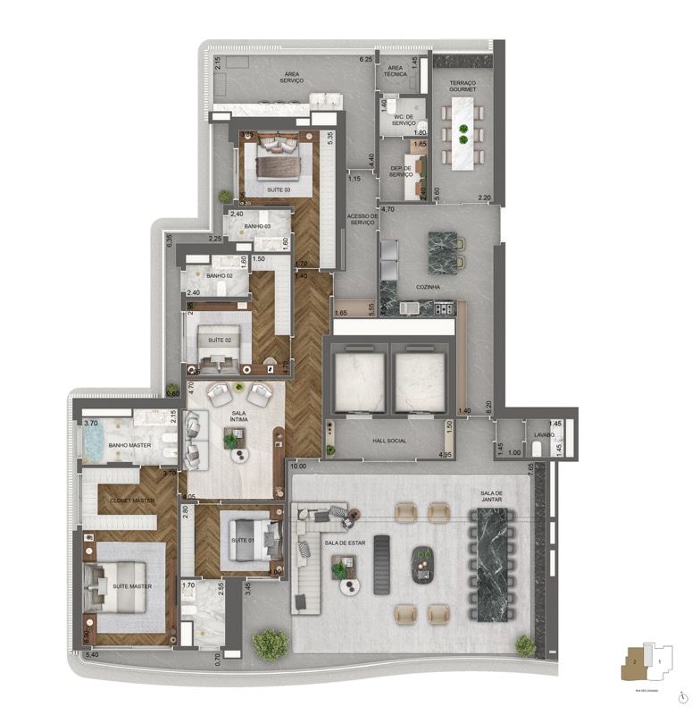 PLANTA PADRÃO 348 M² | 4 SUÍTES + SALA ÍNTIMA