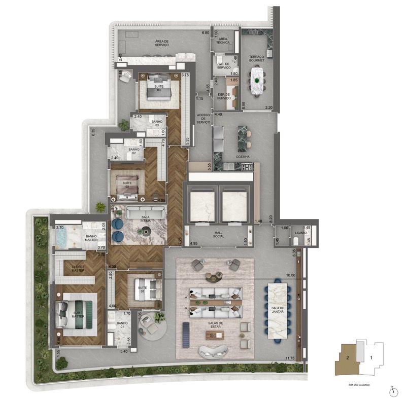 PLANTA PADRÃO 403 M² | 4 SUÍTES + SALA ÍNTIMA