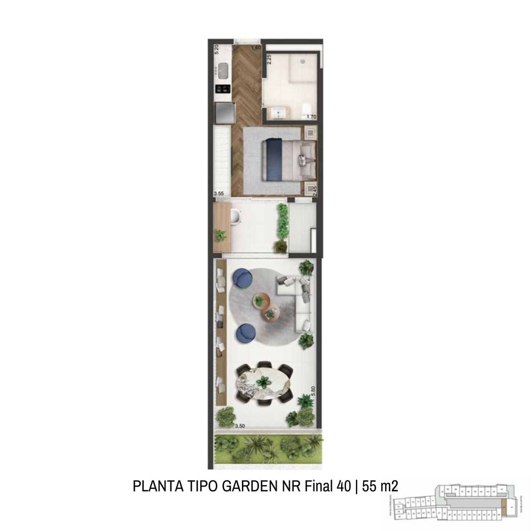 Planta Padrão 102 m² | 2 Suítes