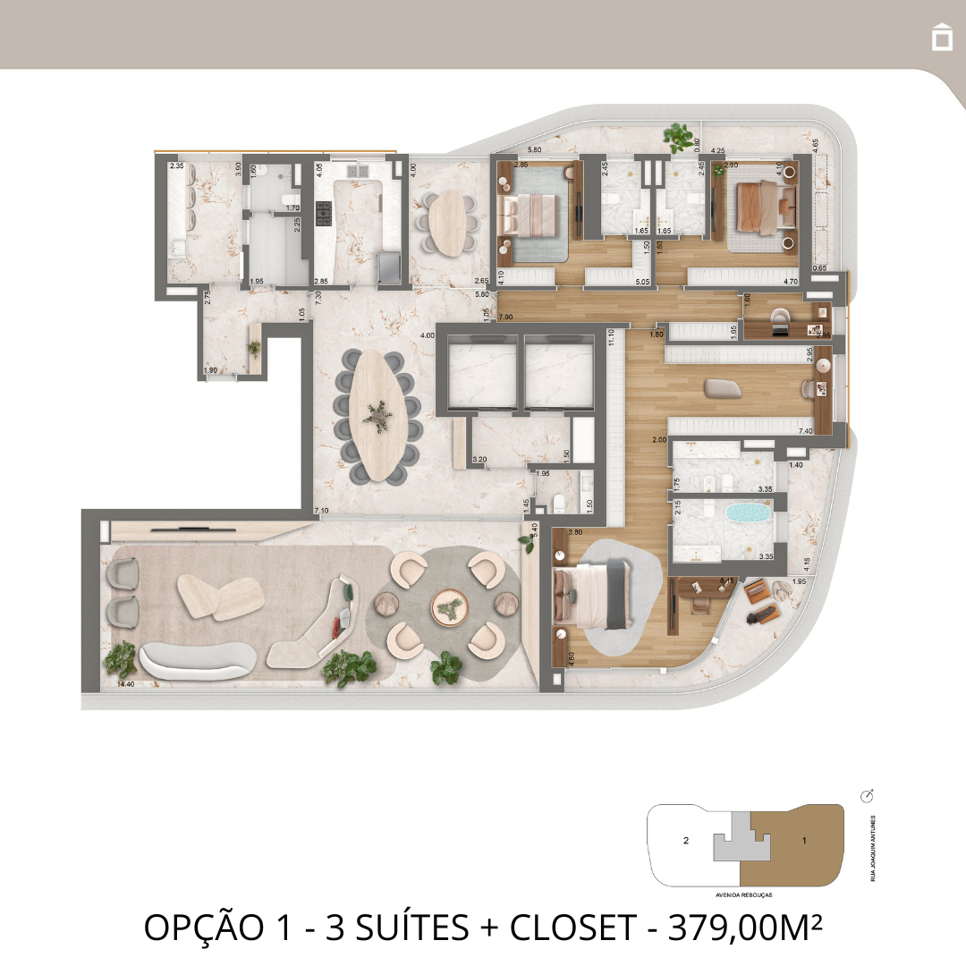 Planta Padrão 71 m² | 2 Dorms