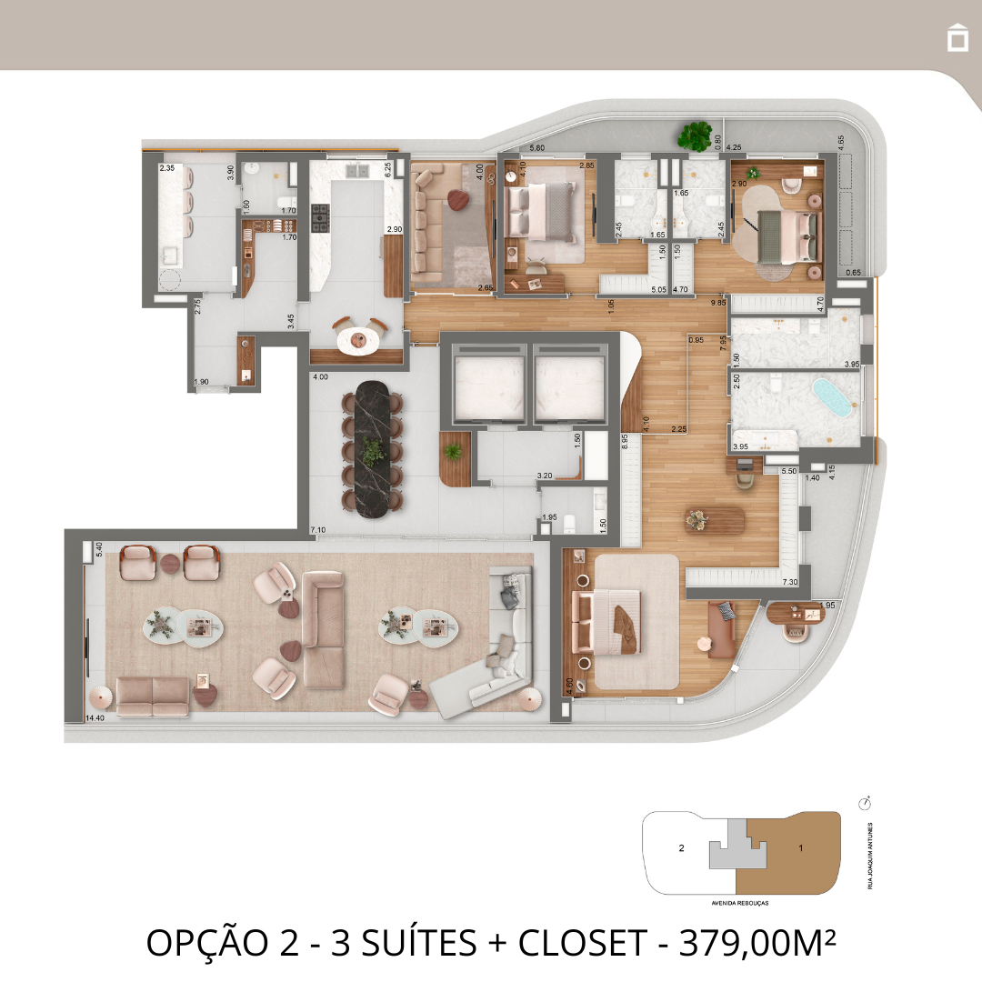 Planta Padrão 82 m² | 2 Dorms