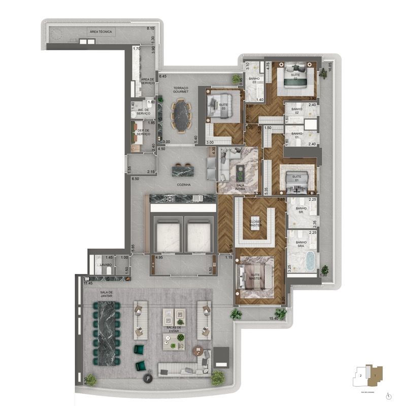 PLANTA PADRÃO 395 M² | 4 SUÍTES + SALA ÍNTIMA