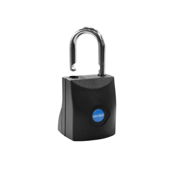 Cadeado inteligente Bluetooth VAIR-PLBT30 da Papaiz ASSA ABLOY com corpo em latão para armários e racks de TI.