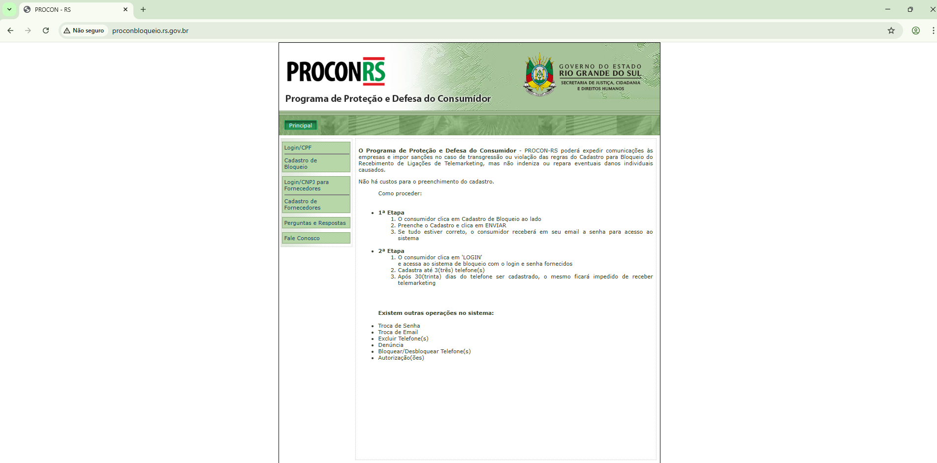 Procon RS - Bloqueio de Telemarketing | ermitão click