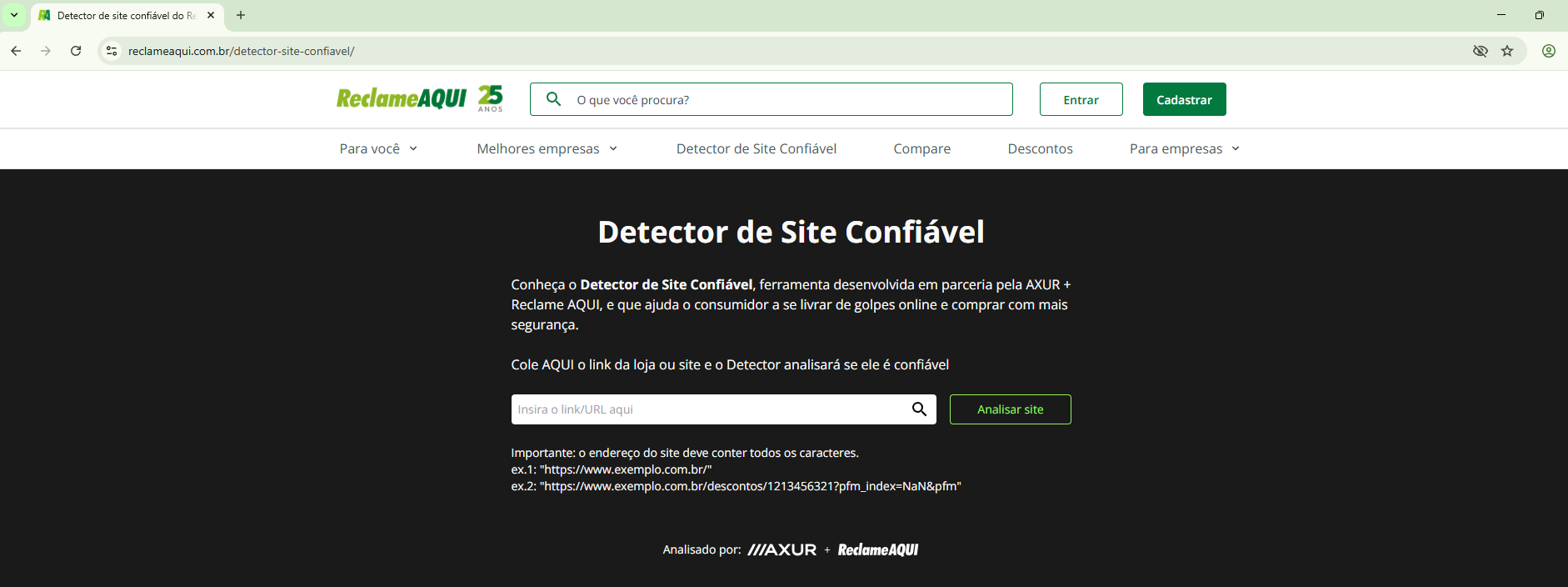 Detector de Site Confiável | ermitão click