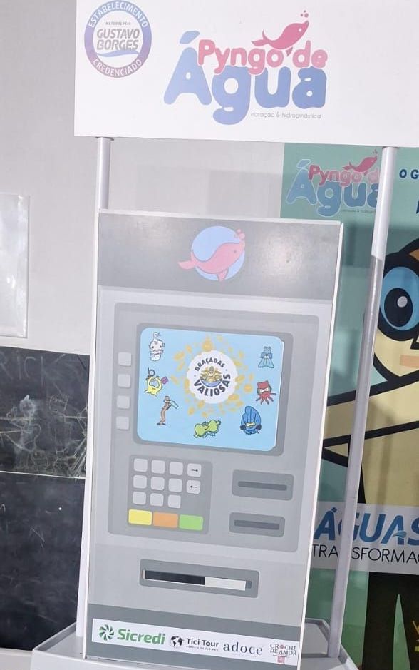 caixa eletrônico usado na campanha Braçadas Valiosas da Metodologia Gustavo Borges