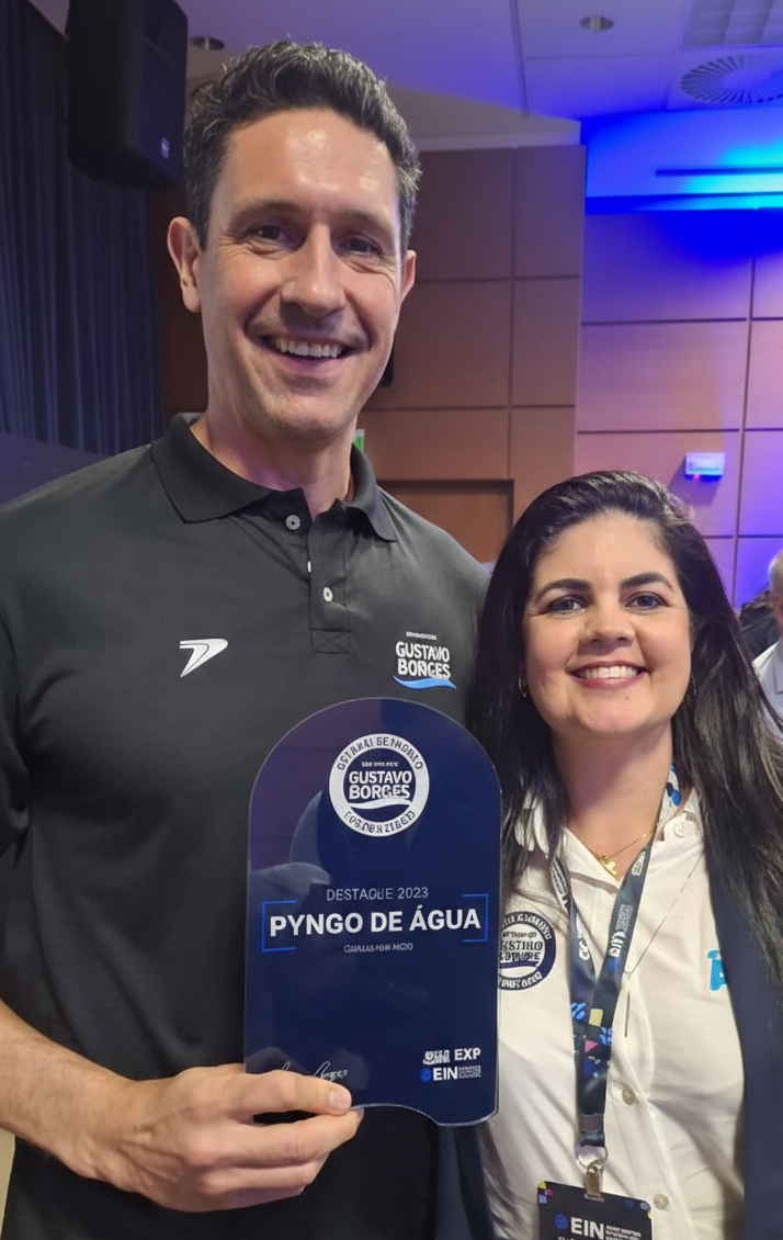 Gustavo Borges e Thays Fontes durante o EIN - Encontro Internacional de Natação